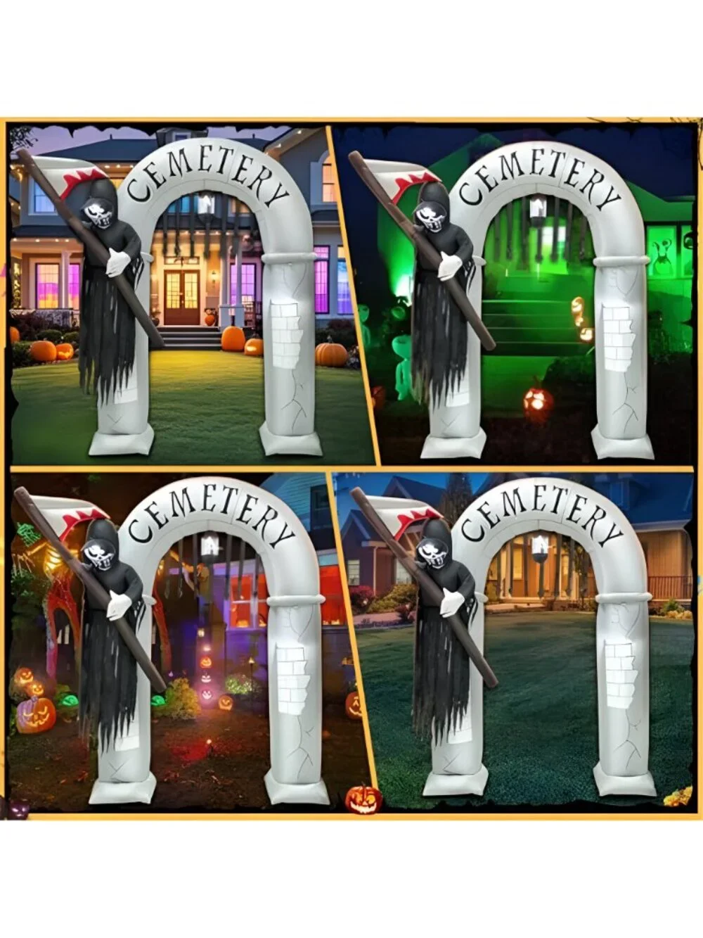 8FT Halloween Inflatables Archway Decoration with Led Light Spooky Scary